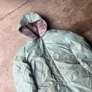 VINTAGE 60S PARKA GOOSE DOWN FUR HOODED WATER REPELLENT COAT JACKET MENS SMALL